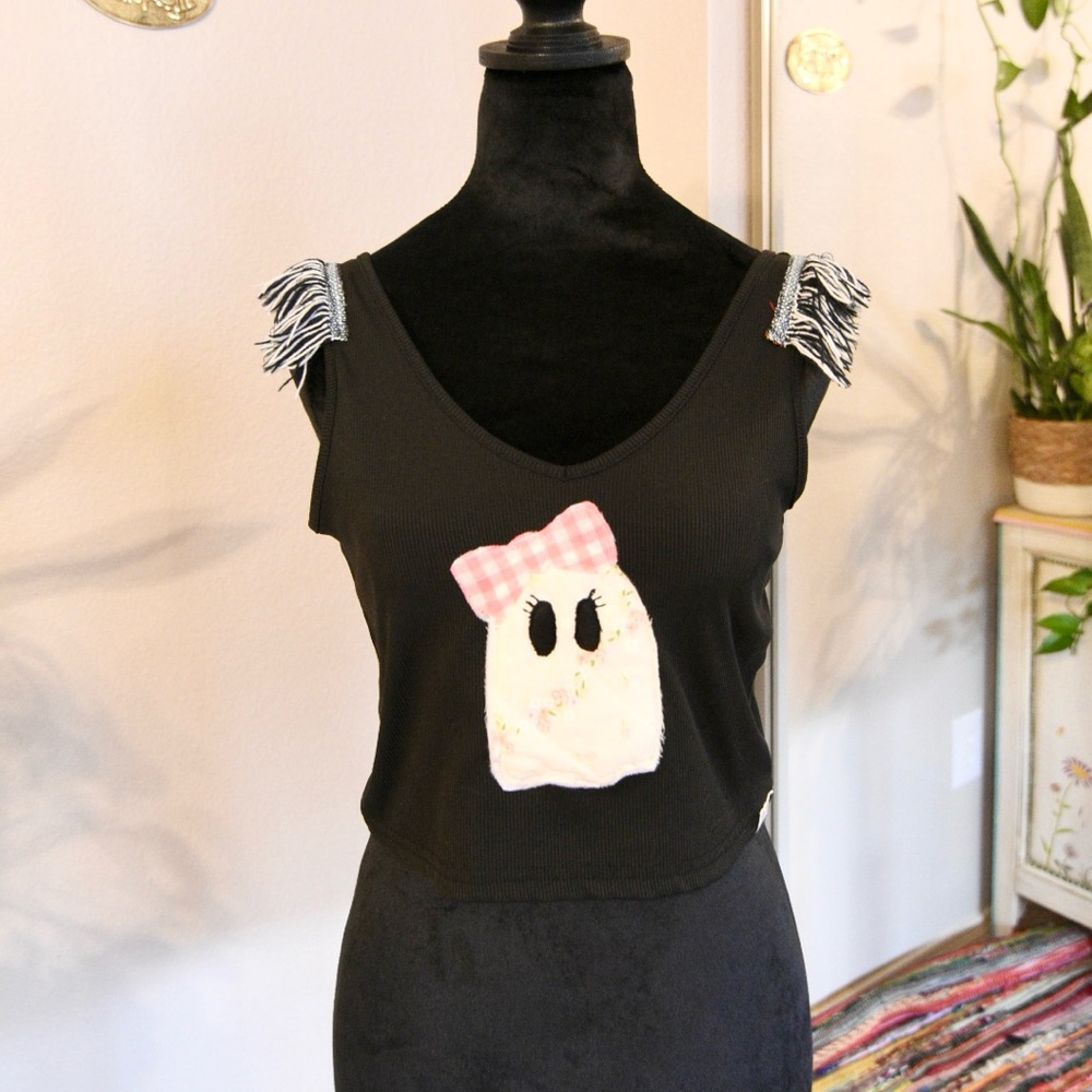 Reworked Vintage Ghost Quilt Patchwork Tank Top